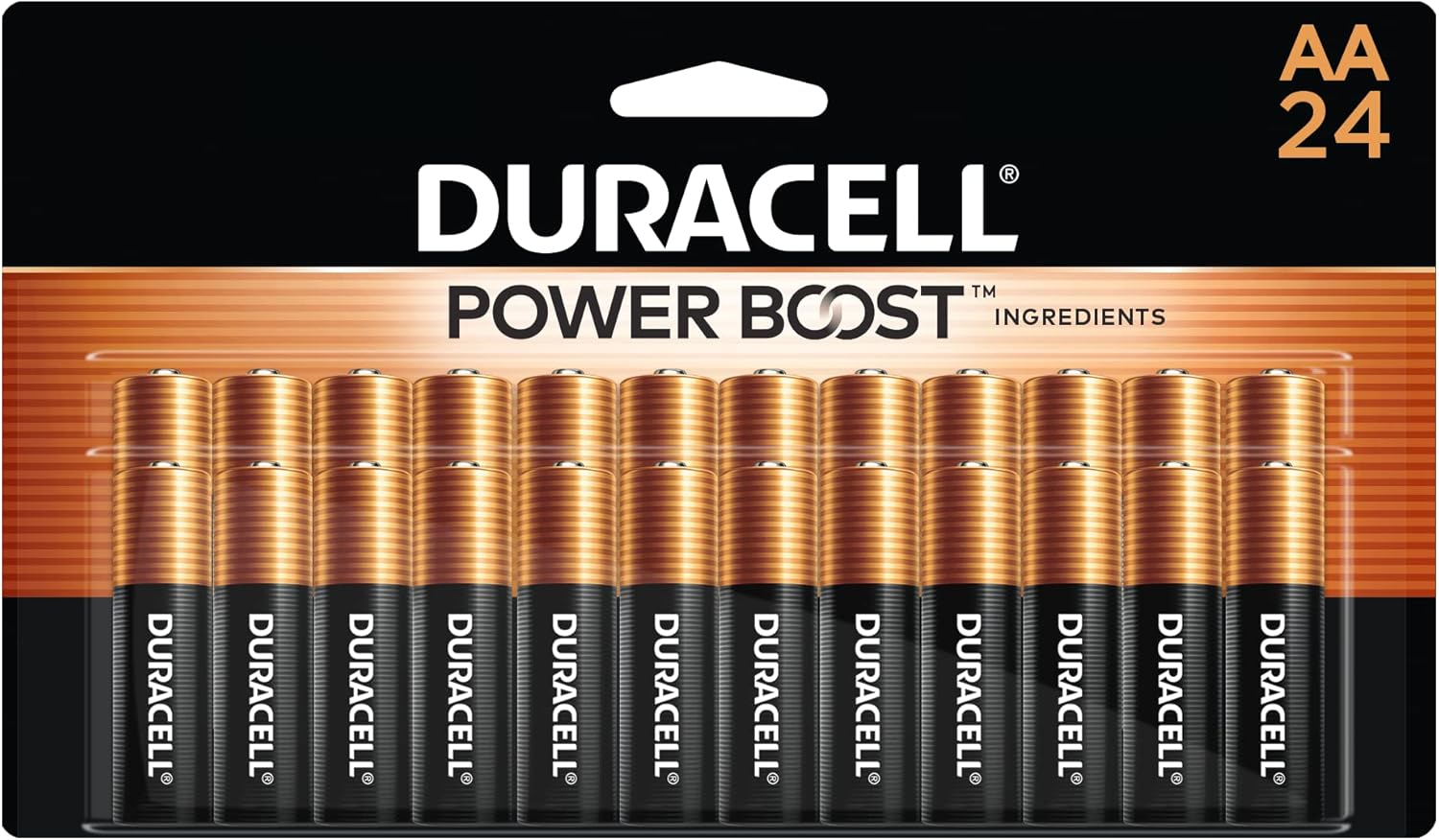 Duracell Coppertop AA Batteries 24 Count Long-Lasting Alkaline Batteries with 12-Year Shelf Life