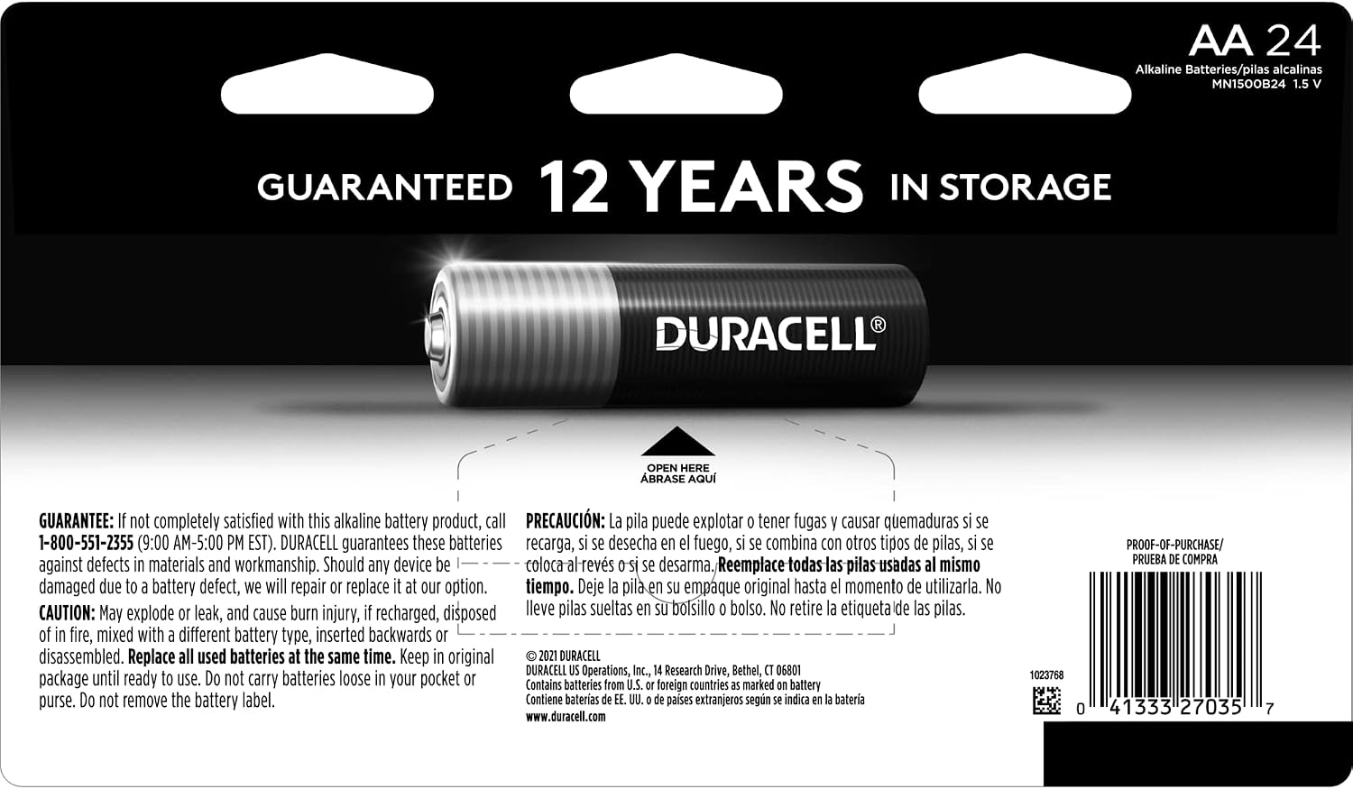 Duracell Coppertop AA Batteries 24 Count Long-Lasting Alkaline Batteries with 12-Year Shelf Life