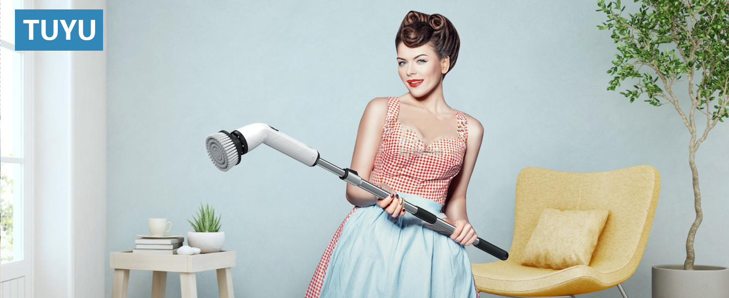 Electric spin scrubber cordless cleaning brush for bathroom, shower, bathtub, tiles, and household cleaning.
