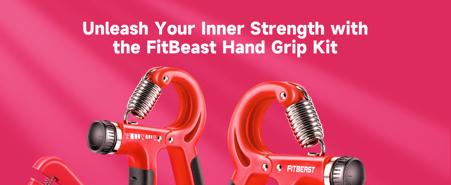 FitBeast grip strengthener and forearm exercise kit with five pieces and adjustable resistance for hand grip training.
