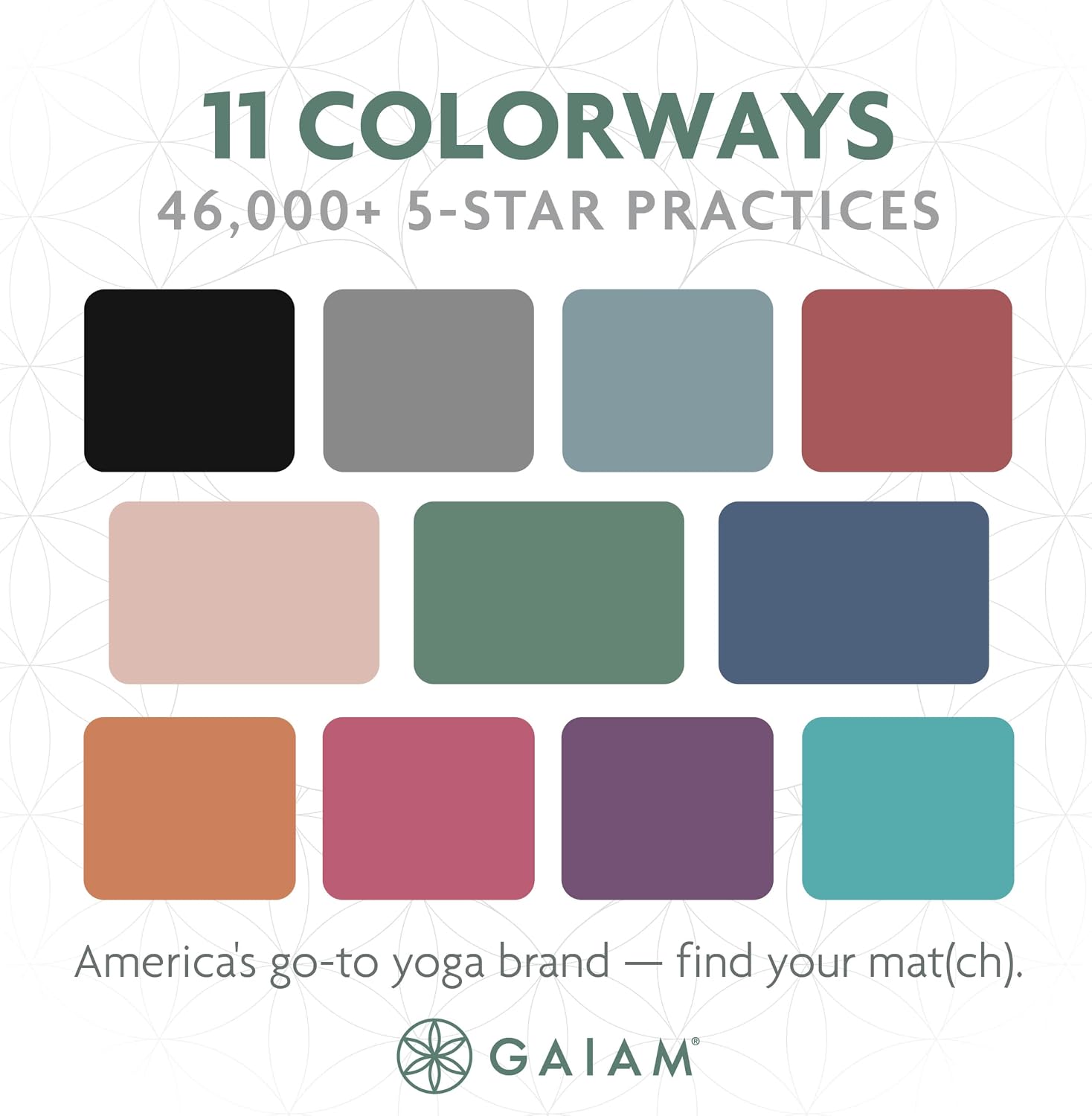 Gaiam thick yoga mat for exercise, yoga, stretching, and fitness with an easy-cinch carrying strap.
