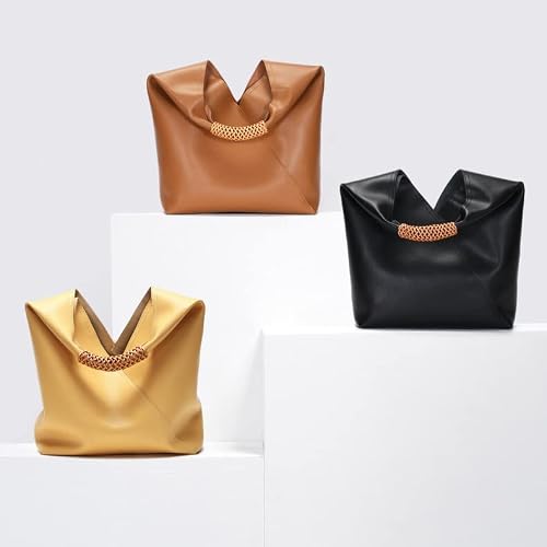 JIUFENG Hobo Bag for Women in a solid-color genuine leather bucket tote style, designed as a commuter and underarm shoulder handbag.
