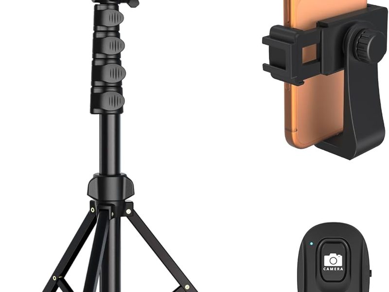 Liphisy 64 Inch Tripod for Cell Phone and Camera with Remote Control and Phone Holder.