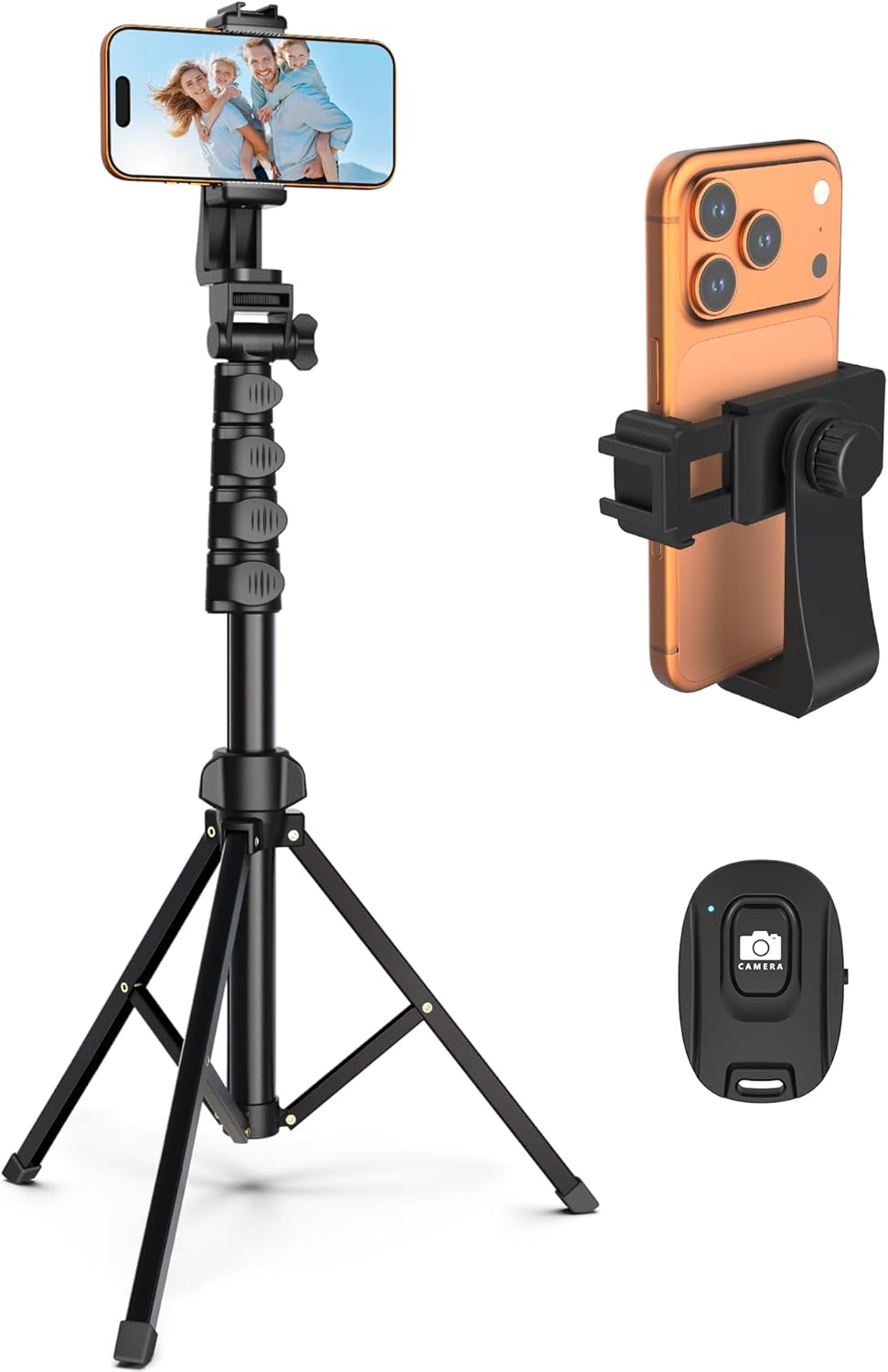 Liphisy 64 Inch Tripod for Cell Phone and Camera with Remote Control and Phone Holder.
