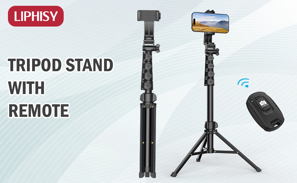 Liphisy 64 Inch Tripod for Cell Phone and Camera with Remote Control and Phone Holder.