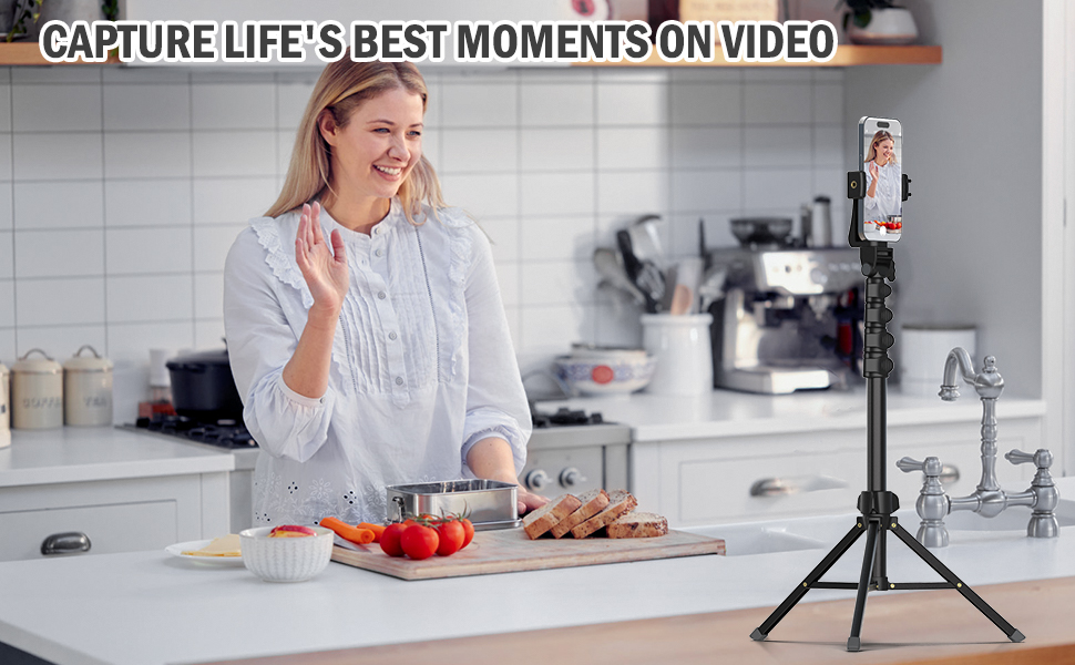 Liphisy 64 Inch Tripod for Cell Phone and Camera with Remote Control and Phone Holder.