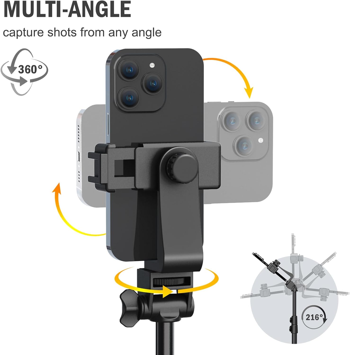 Liphisy 64 Inch Tripod for Cell Phone and Camera with Remote Control and Phone Holder.