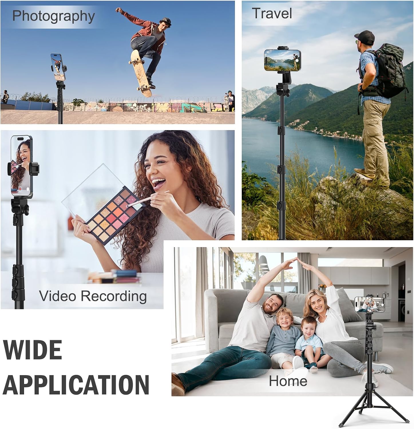 Liphisy 64 Inch Tripod for Cell Phone and Camera with Remote Control and Phone Holder.