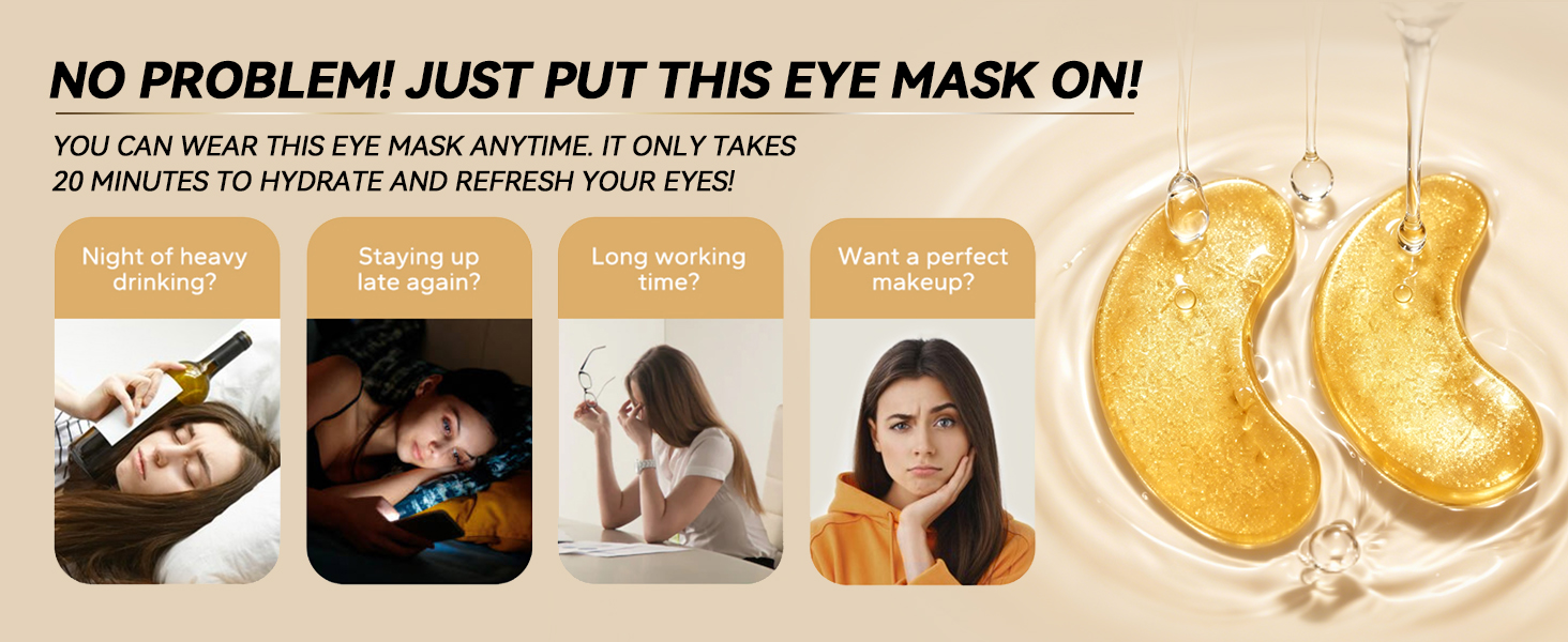 Maskiss 24K Gold Under Eye Patches 25 Pairs Collagen Eye Mask for Puffy Eyes and Dark Circles