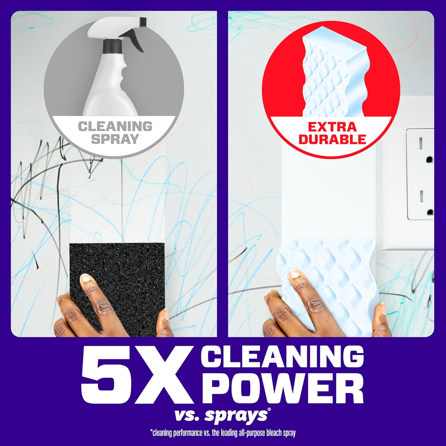 Mr. Clean Magic Eraser Extra Durable 12-count pack of melamine cleaning pads for compatible wall, kitchen, bathroom, shower, and sneaker cleaning tasks.
