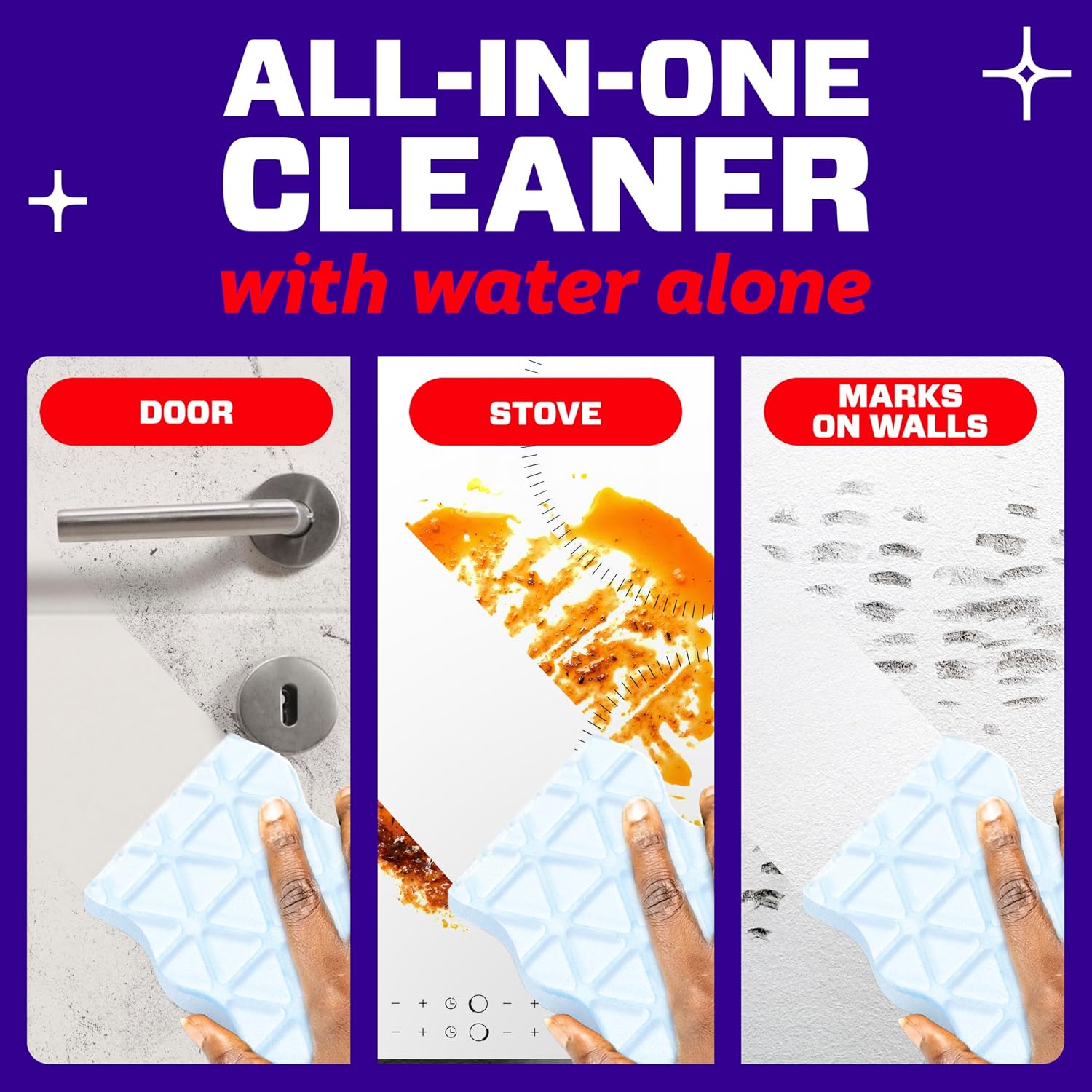 Mr. Clean Magic Eraser Extra Durable 12-count pack of melamine cleaning pads for compatible wall, kitchen, bathroom, shower, and sneaker cleaning tasks.
