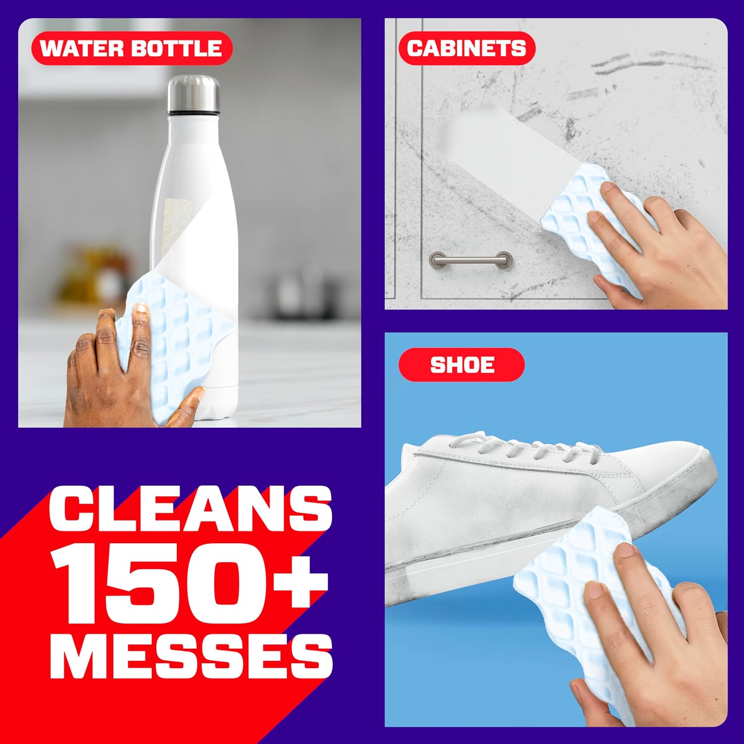 Mr. Clean Magic Eraser Extra Durable 12-count pack of melamine cleaning pads for compatible wall, kitchen, bathroom, shower, and sneaker cleaning tasks.
