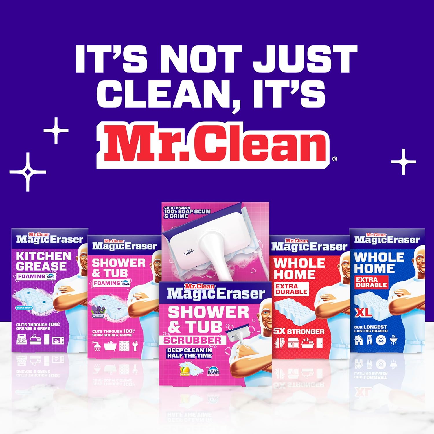 Mr. Clean Magic Eraser Shower and Tub Scrubber Lemon Starter Kit with 2 Foaming Magic Erasers