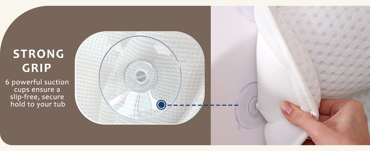Ozyalo Bath Pillow for Tub designed to provide cushioned head and neck support for a comfortable, relaxing bathtub experience.
