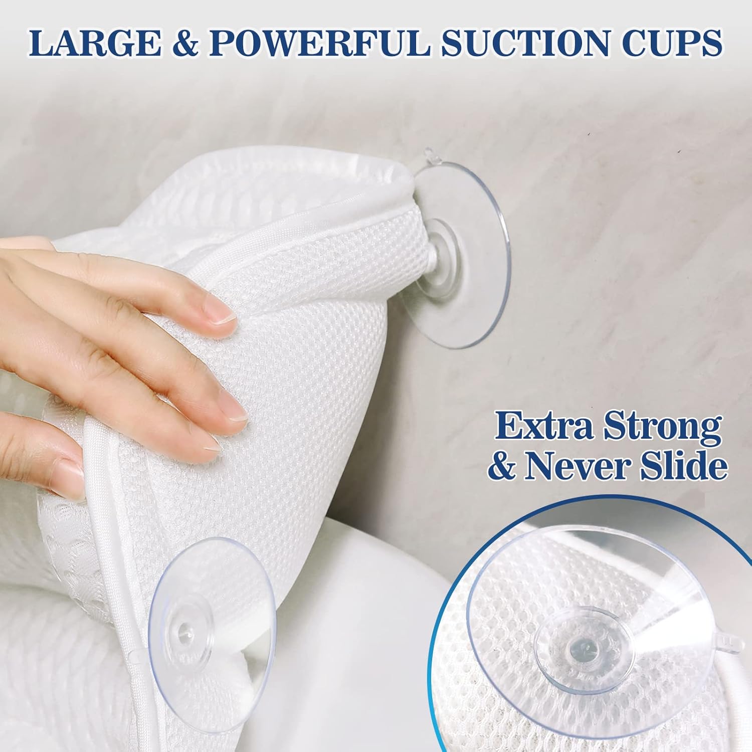 Ozyalo Bath Pillow for Tub designed to provide cushioned head and neck support for a comfortable, relaxing bathtub experience.
