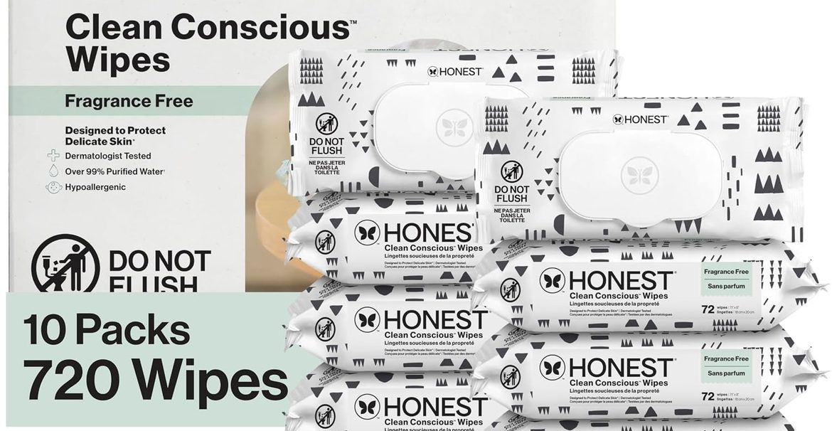 The Honest Company Multi-Use Baby Wipes in Pattern Play design, 720-count pack for everyday baby-care cleanup.