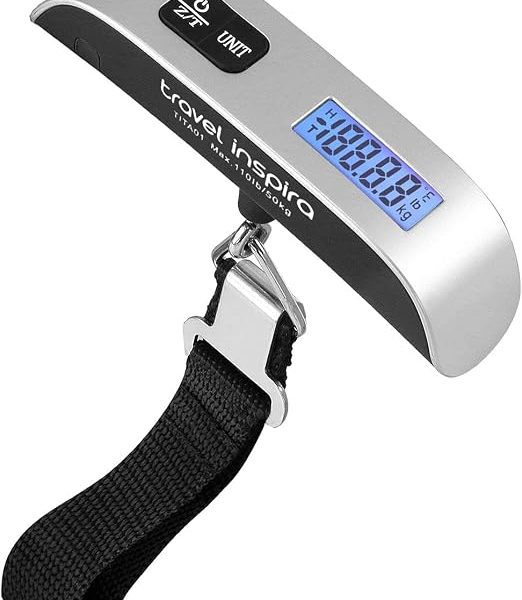 Travel Inspira Digital Luggage Scale Portable Hanging Suitcase Weight Scale 110 lb Capacity with Backlit LCD Display