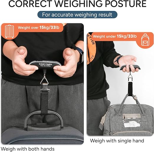 Travel Inspira Digital Luggage Scale Portable Hanging Suitcase Weight Scale 110 lb Capacity with Backlit LCD Display