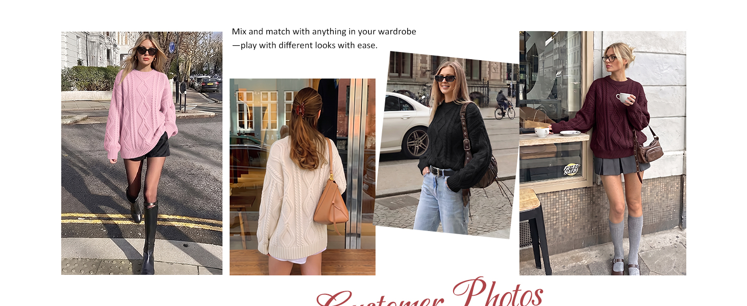 Trendy Queen Women's Oversized Cable Knit Sweater for 2026 Fall Outfits
