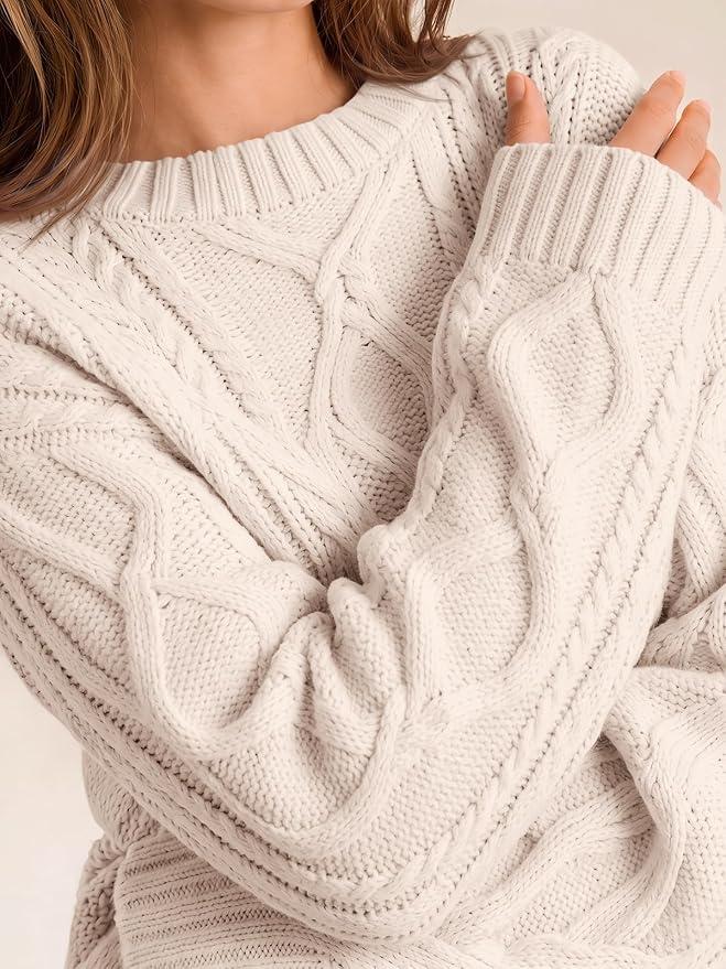 Trendy Queen Women's Oversized Cable Knit Sweater for 2026 Fall Outfits
