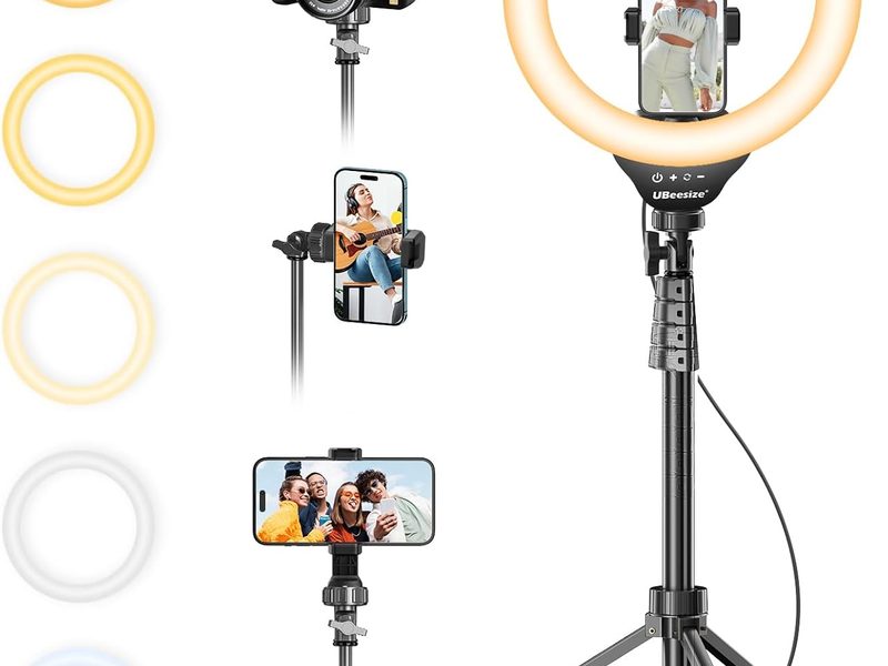 UBeesize 12 Inch LED Ring Light with 62 Inch Tripod Stand Phone Holder and Remote.