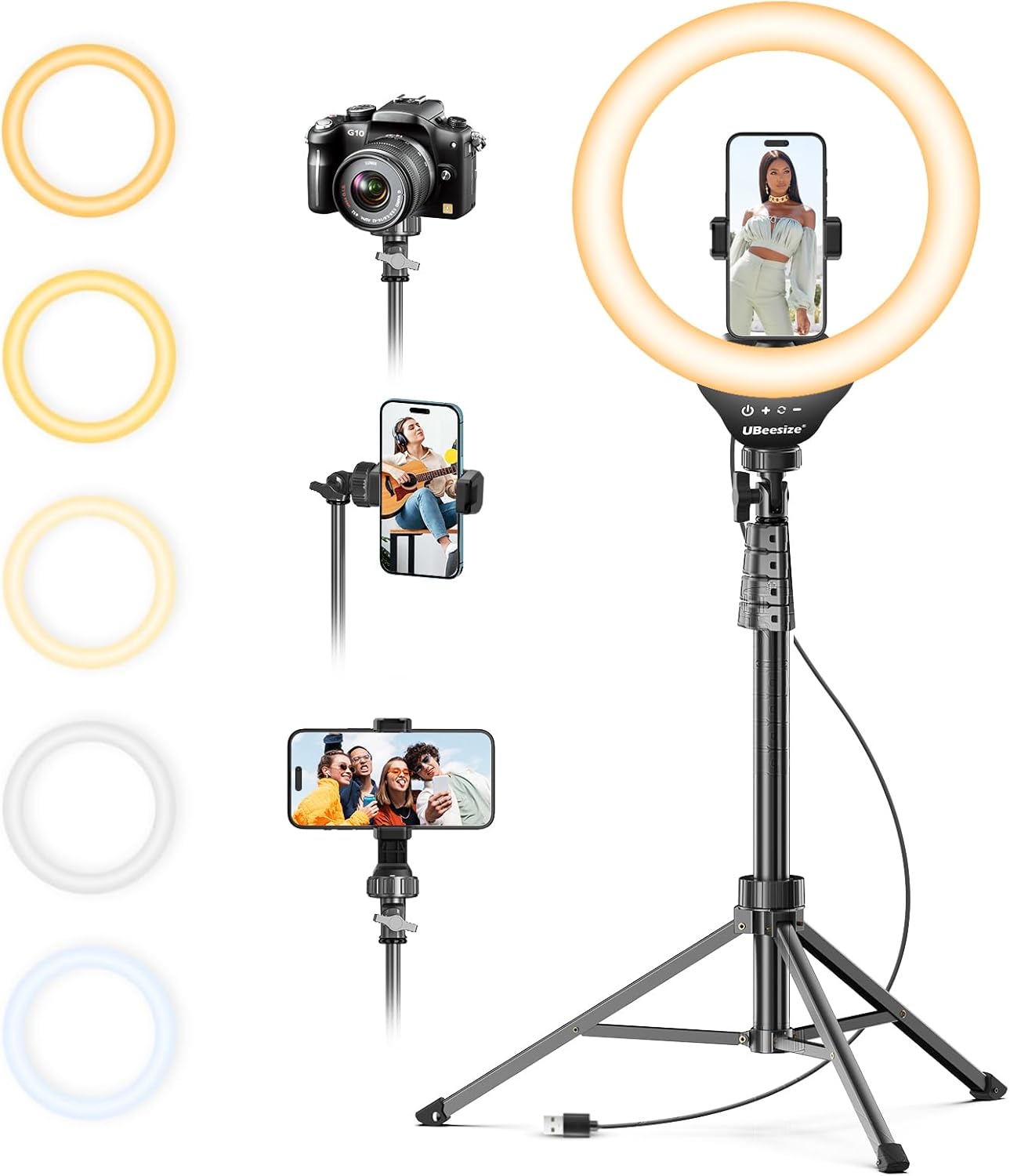UBeesize 12 Inch LED Ring Light with 62 Inch Tripod Stand Phone Holder and Remote.
