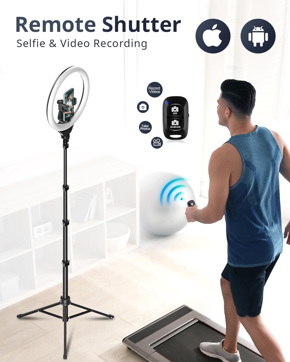 UBeesize 12 Inch LED Ring Light with 62 Inch Tripod Stand Phone Holder and Remote.