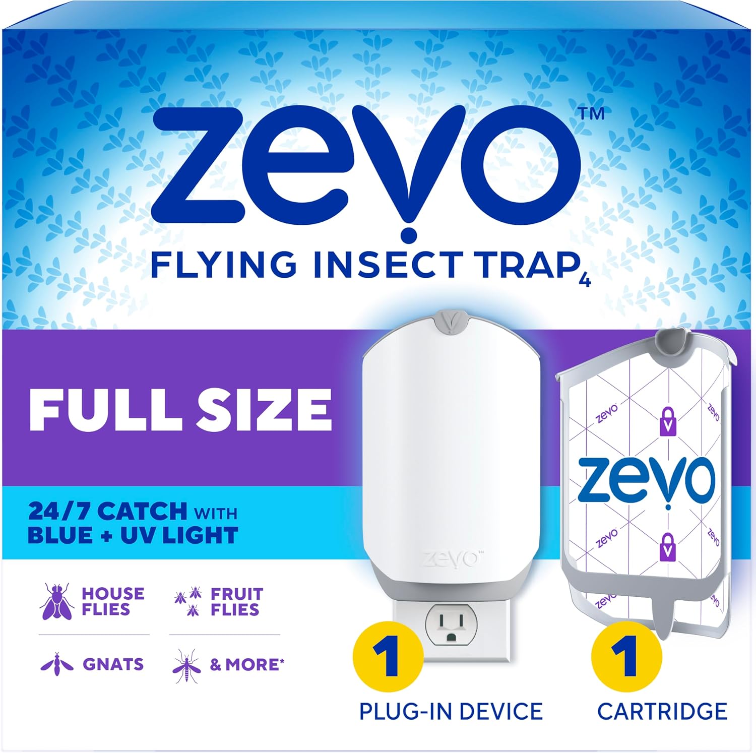 Zevo Flying Insect Trap for Fruit Flies and Gnats with 1 Plug-in Base and 1 Refill