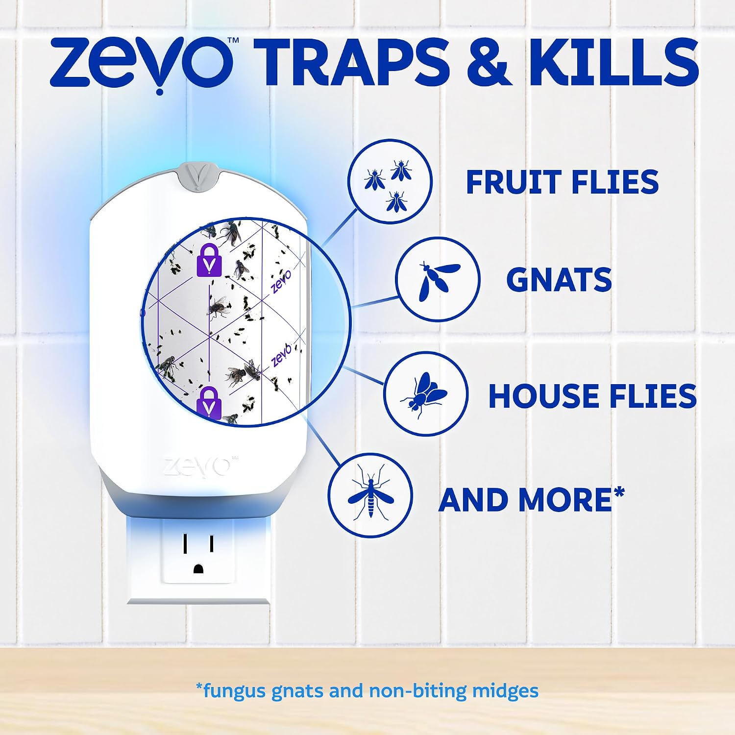 Zevo Flying Insect Trap for Fruit Flies and Gnats with 1 Plug-in Base and 1 Refill