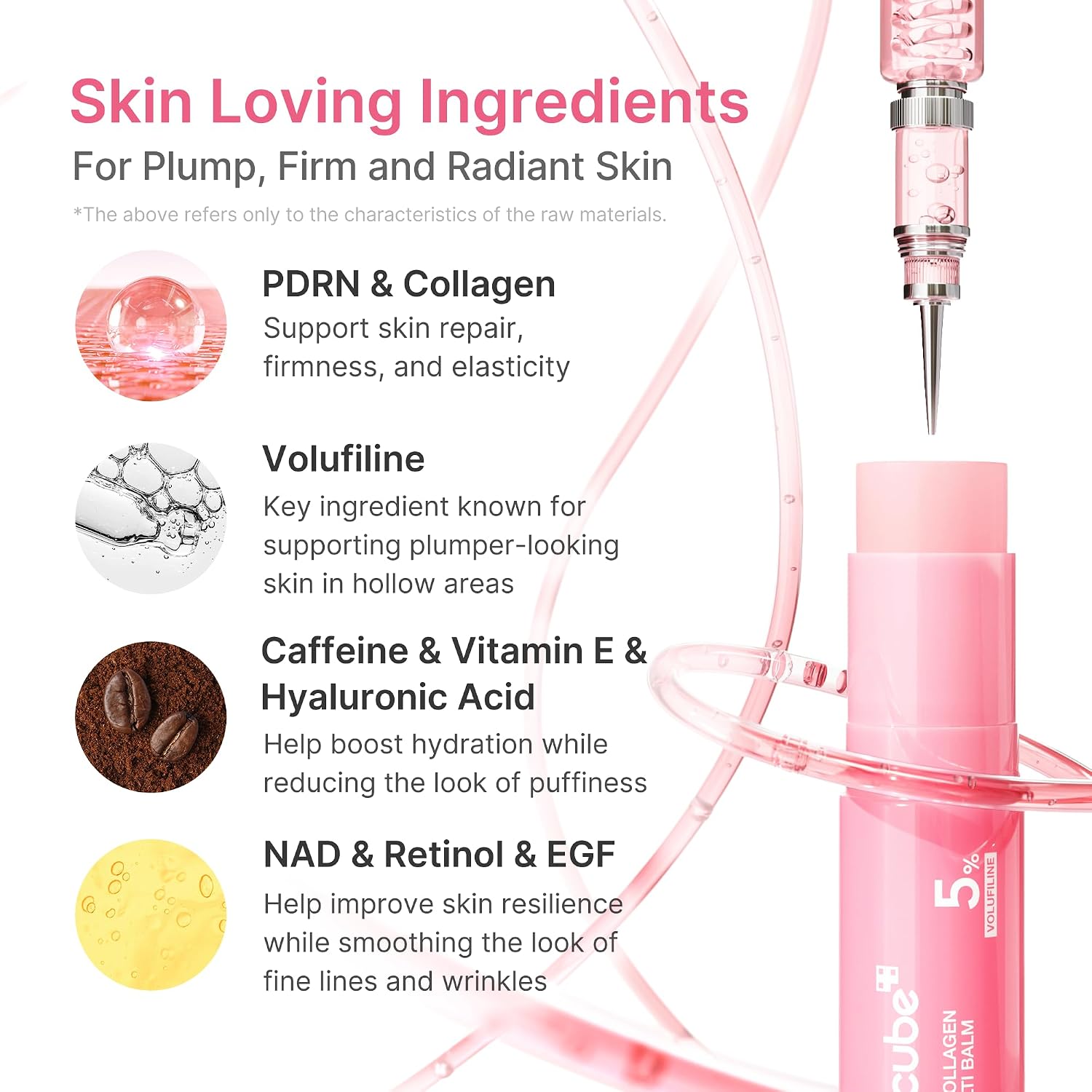 medicube PDRN Collagen Volume Multi Balm Stick for moisturizing skincare and a firm-looking, radiant appearance on the face and body.
