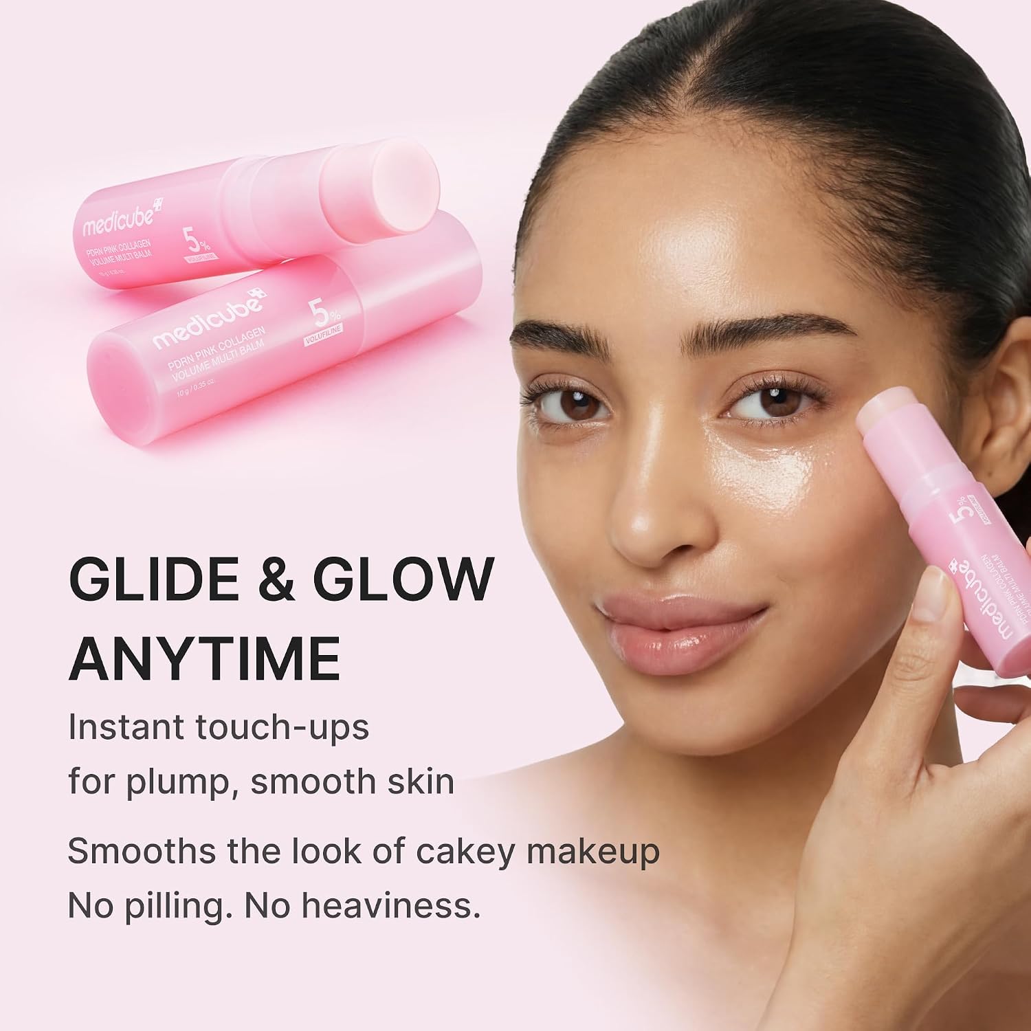 medicube PDRN Collagen Volume Multi Balm Stick for moisturizing skincare and a firm-looking, radiant appearance on the face and body.
