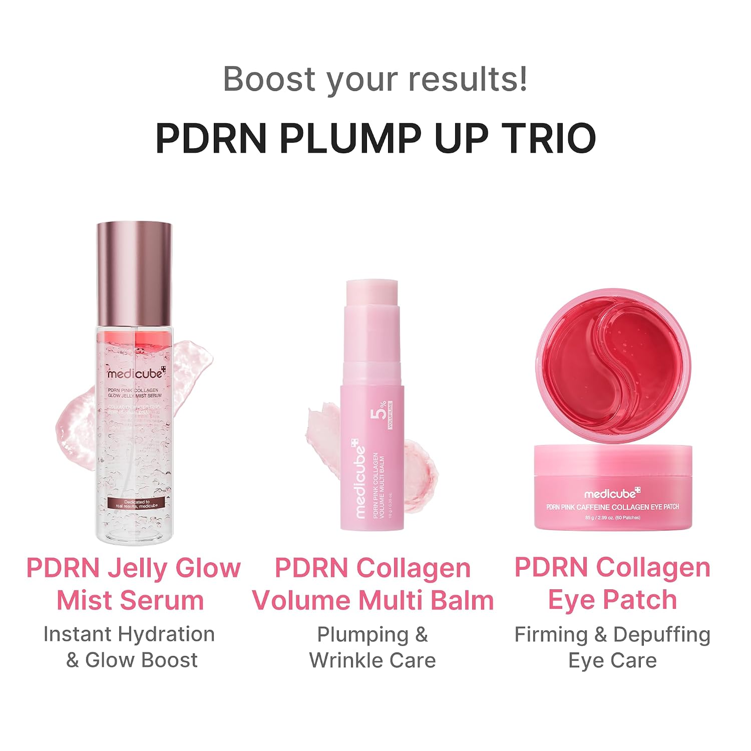 medicube PDRN Collagen Volume Multi Balm Stick for moisturizing skincare and a firm-looking, radiant appearance on the face and body.
