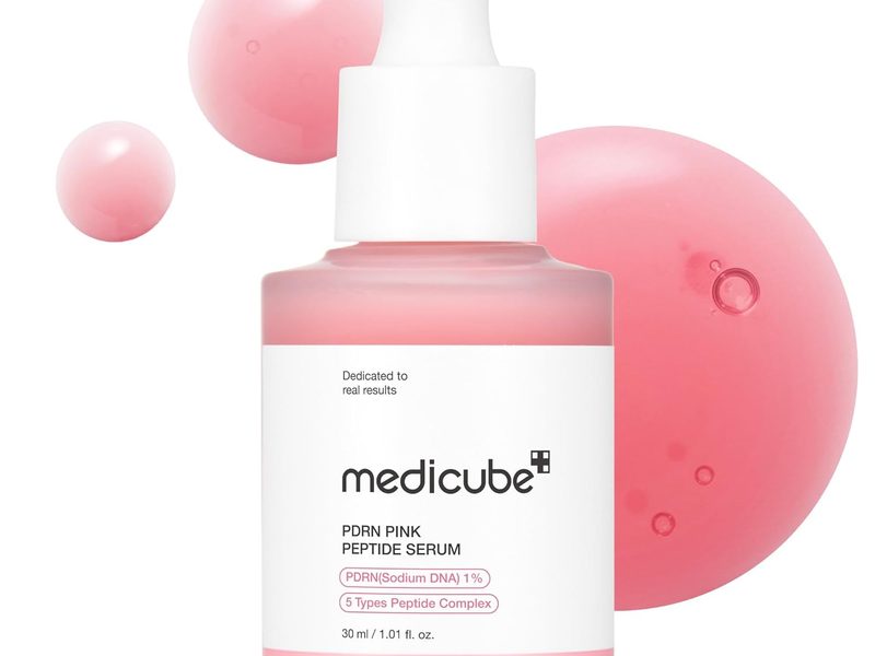 medicube PDRN Pink Peptide Serum with salmon DNA for Korean skincare focused on hydration and firmer, even-looking skin.