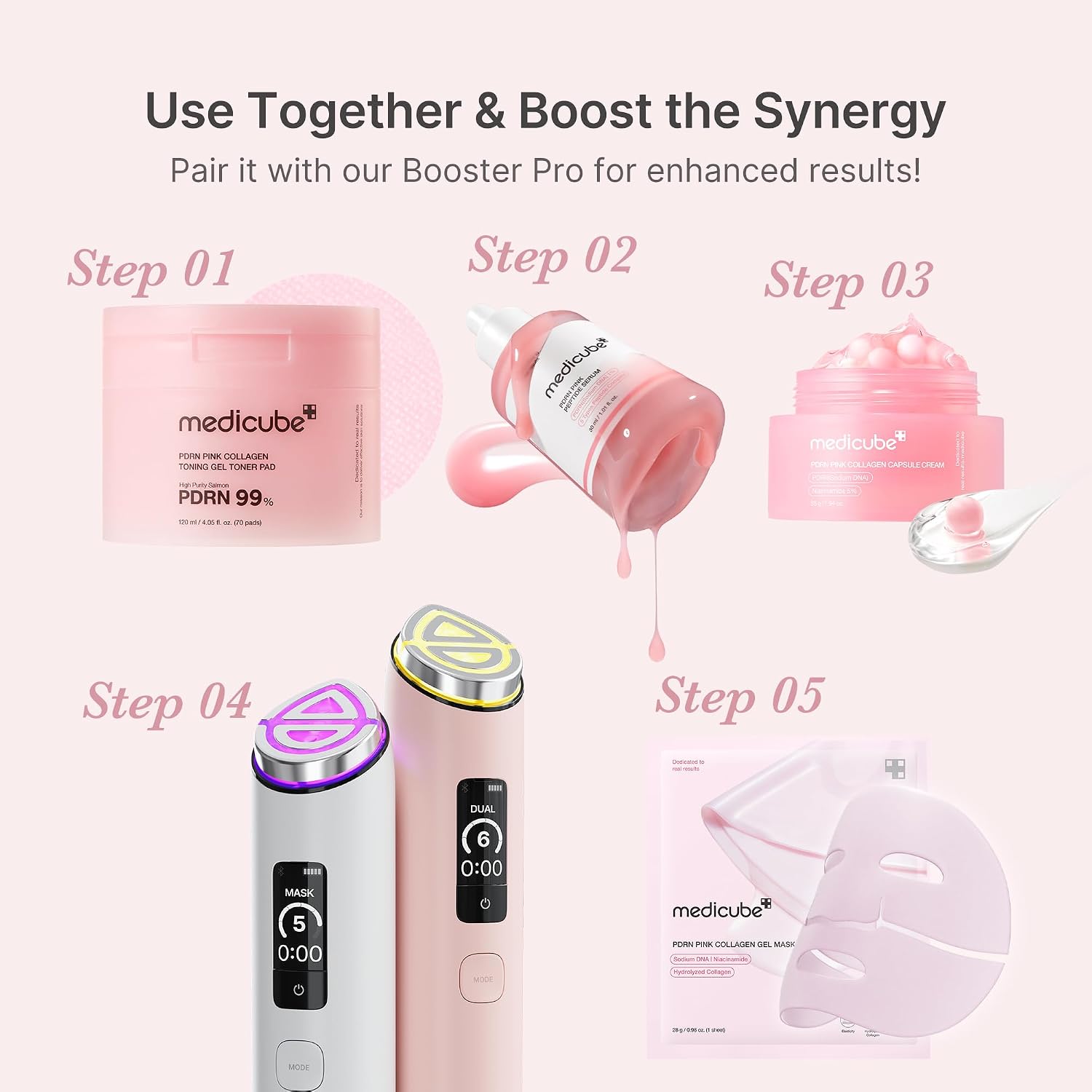 medicube PDRN Pink Peptide Serum with salmon DNA for Korean skincare focused on hydration and firmer, even-looking skin.
